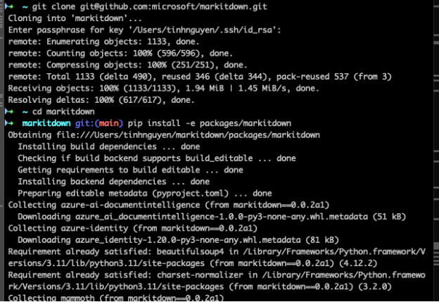 git clone git@github.com:microsoft/markitdown.git