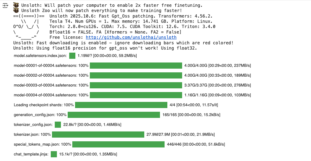 Colab install output
