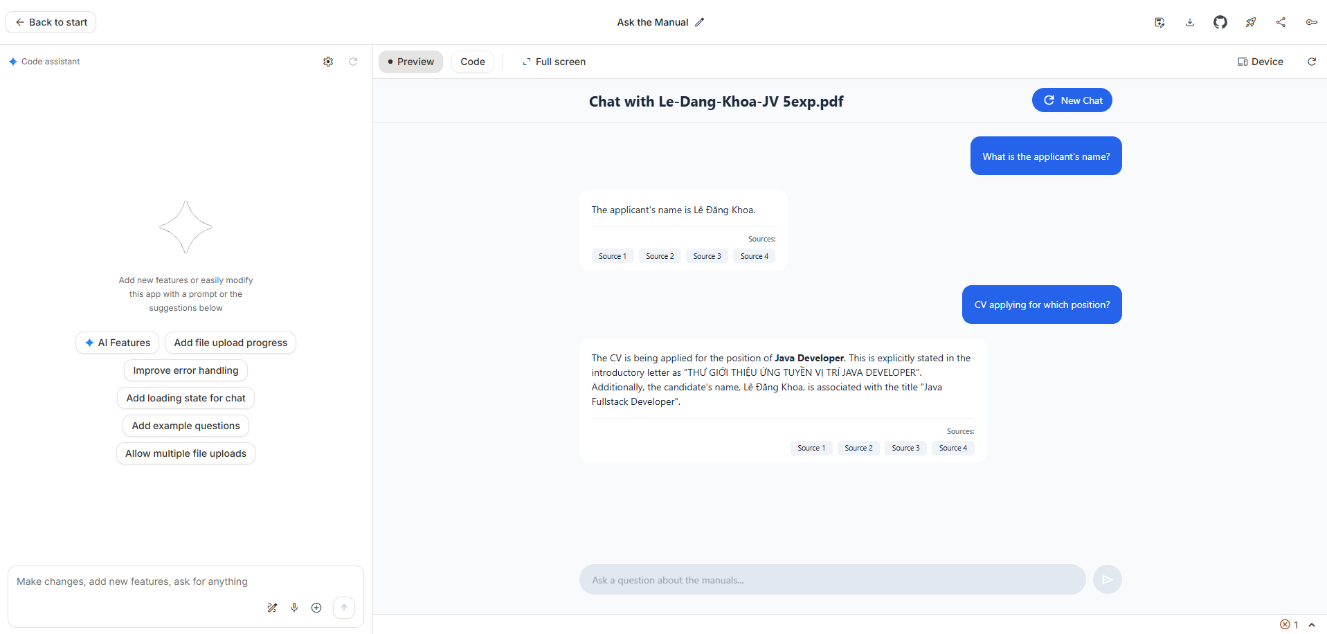 Query and response with citations