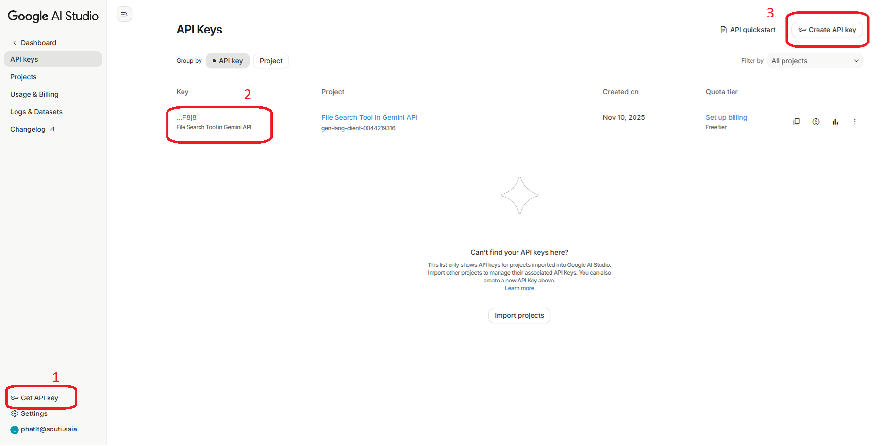 Google AI Studio - Get API Key
