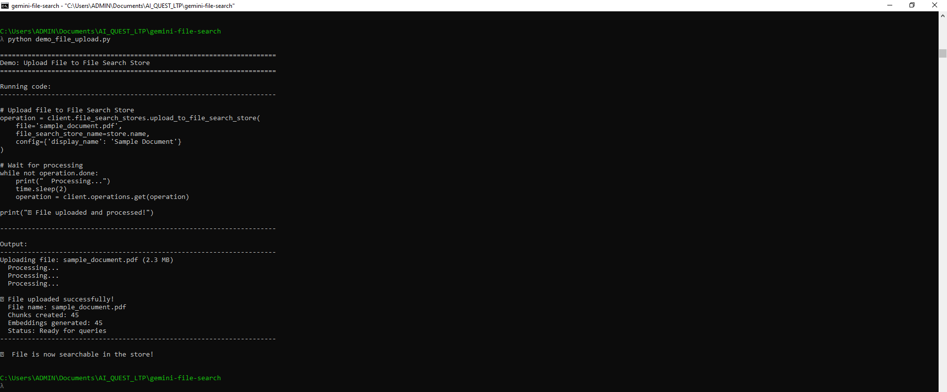 Upload and process file