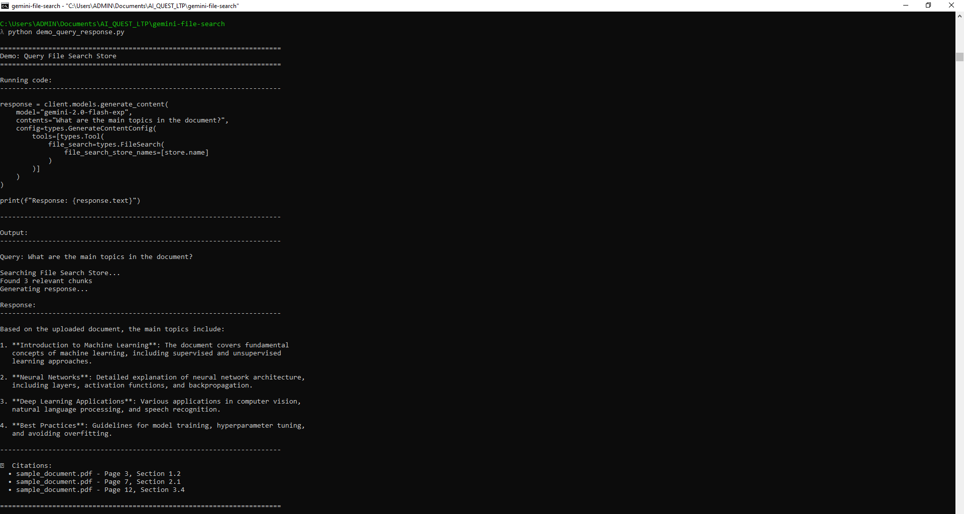 Query and Response with citations