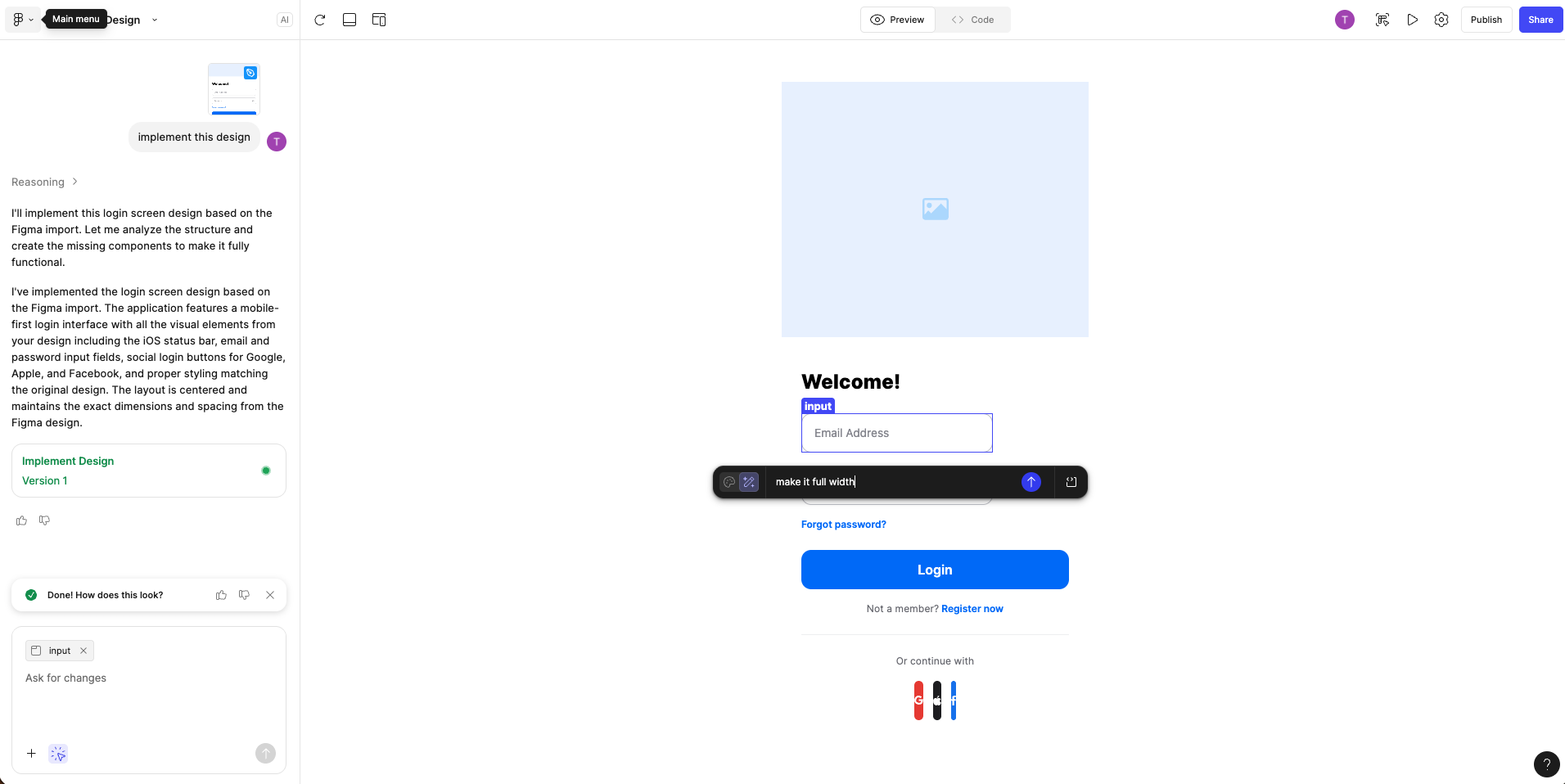 Initial generated result