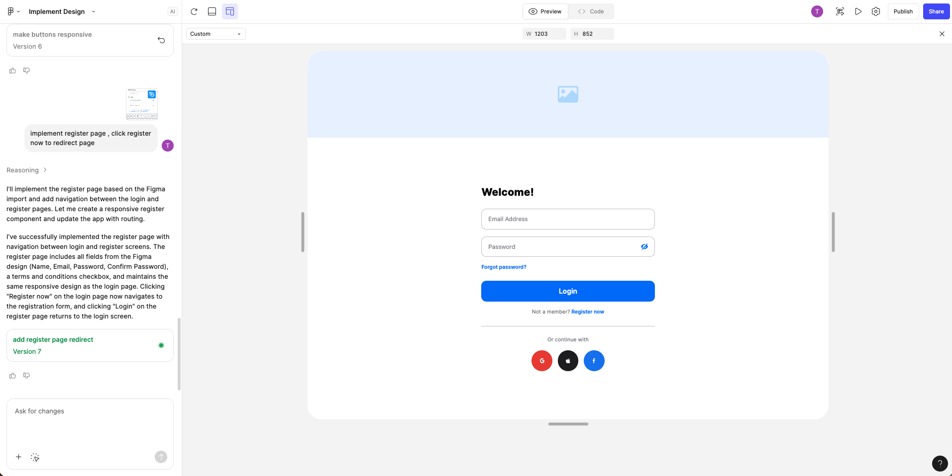 Implement register page (prompt)